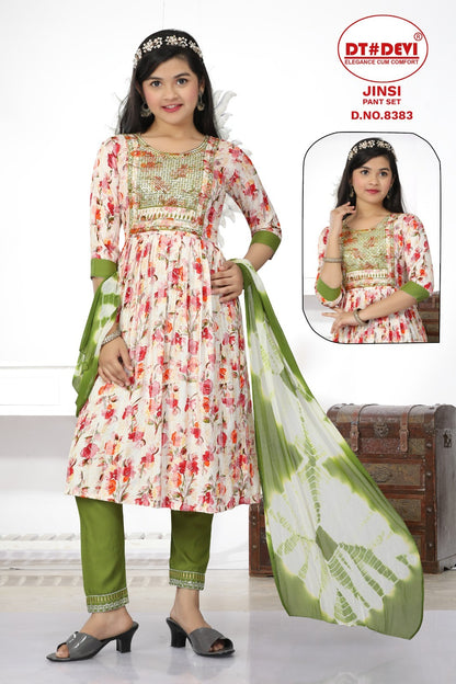 Jinsi-8383 Dt Devi Rayon Girls Readymade Pant Suits
