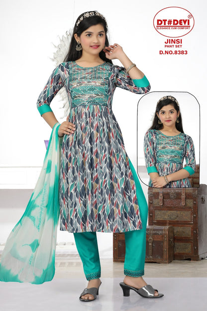Jinsi-8383 Dt Devi Rayon Girls Readymade Pant Suits