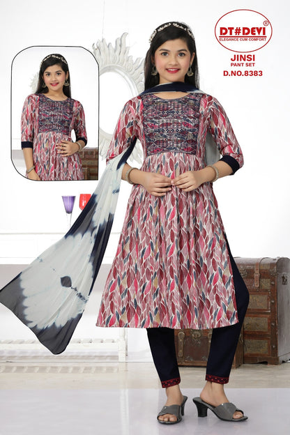 Jinsi-8383 Dt Devi Rayon Girls Readymade Pant Suits