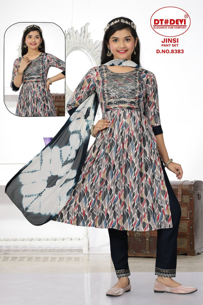 Jinsi-8383 Dt Devi Rayon Girls Readymade Pant Suits