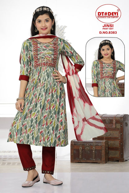 Jinsi-8383 Dt Devi Rayon Girls Readymade Pant Suits