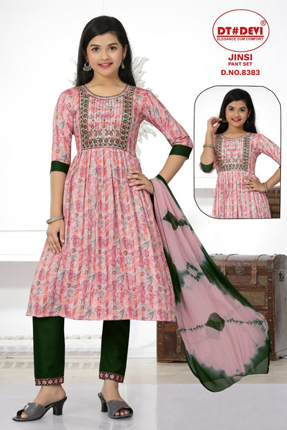 Jinsi-8383 Dt Devi Rayon Girls Readymade Pant Suits