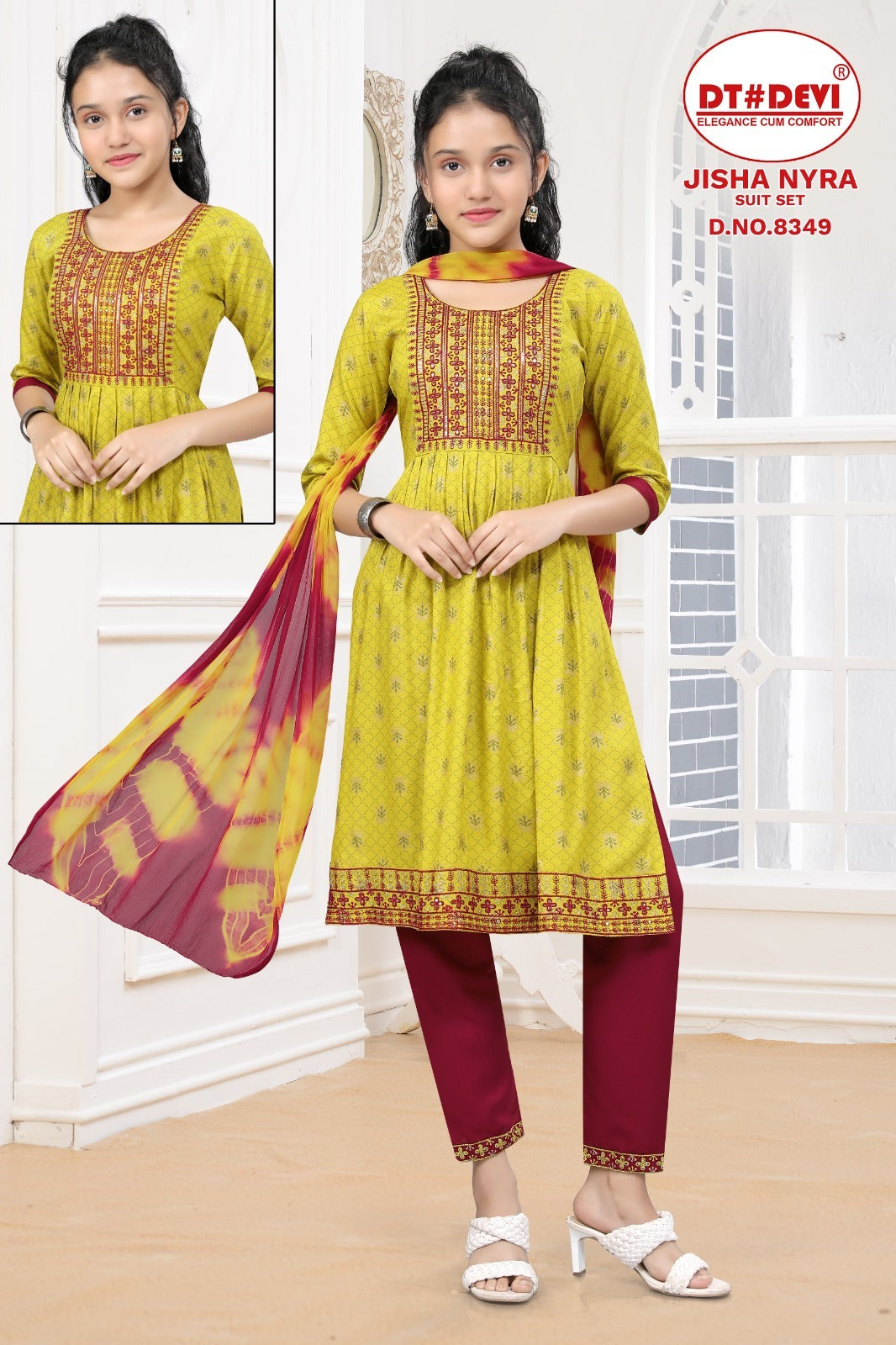 Jisha-8349 Dt Devi Rayon Girls Readymade Pant Suits