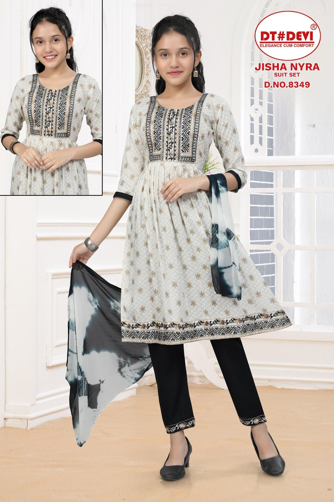 Jisha-8349 Dt Devi Rayon Girls Readymade Pant Suits