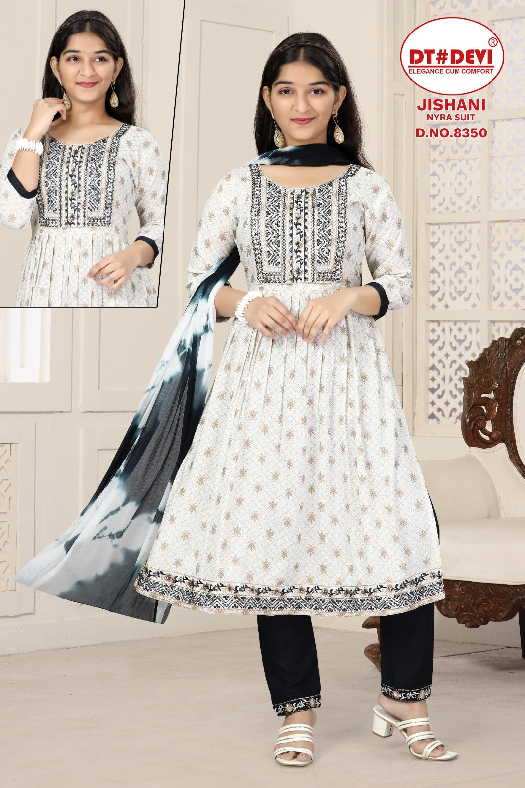 Jishani-8350 Dt Devi Rayon Girls Readymade Pant Suits