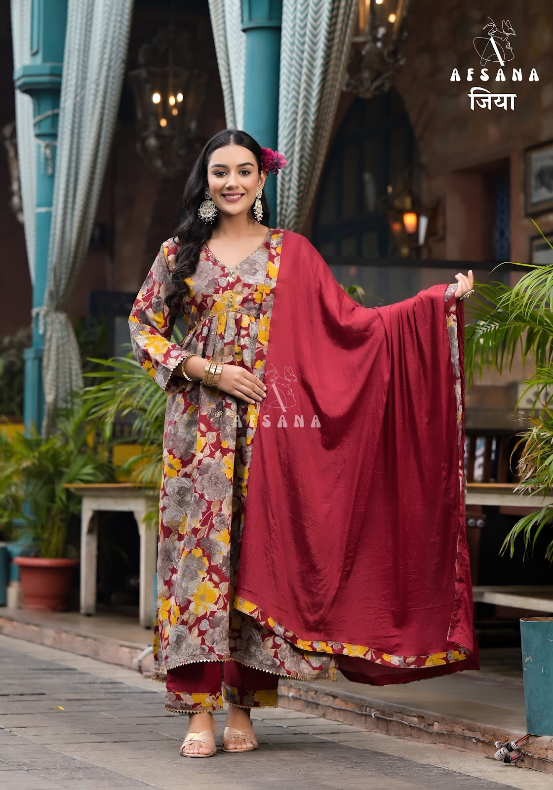 Jiya Afsana Muslin Readymade Pant Style Suits