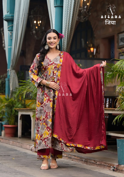 Jiya Afsana Muslin Readymade Pant Style Suits