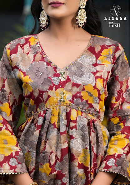 Jiya Afsana Muslin Readymade Pant Style Suits