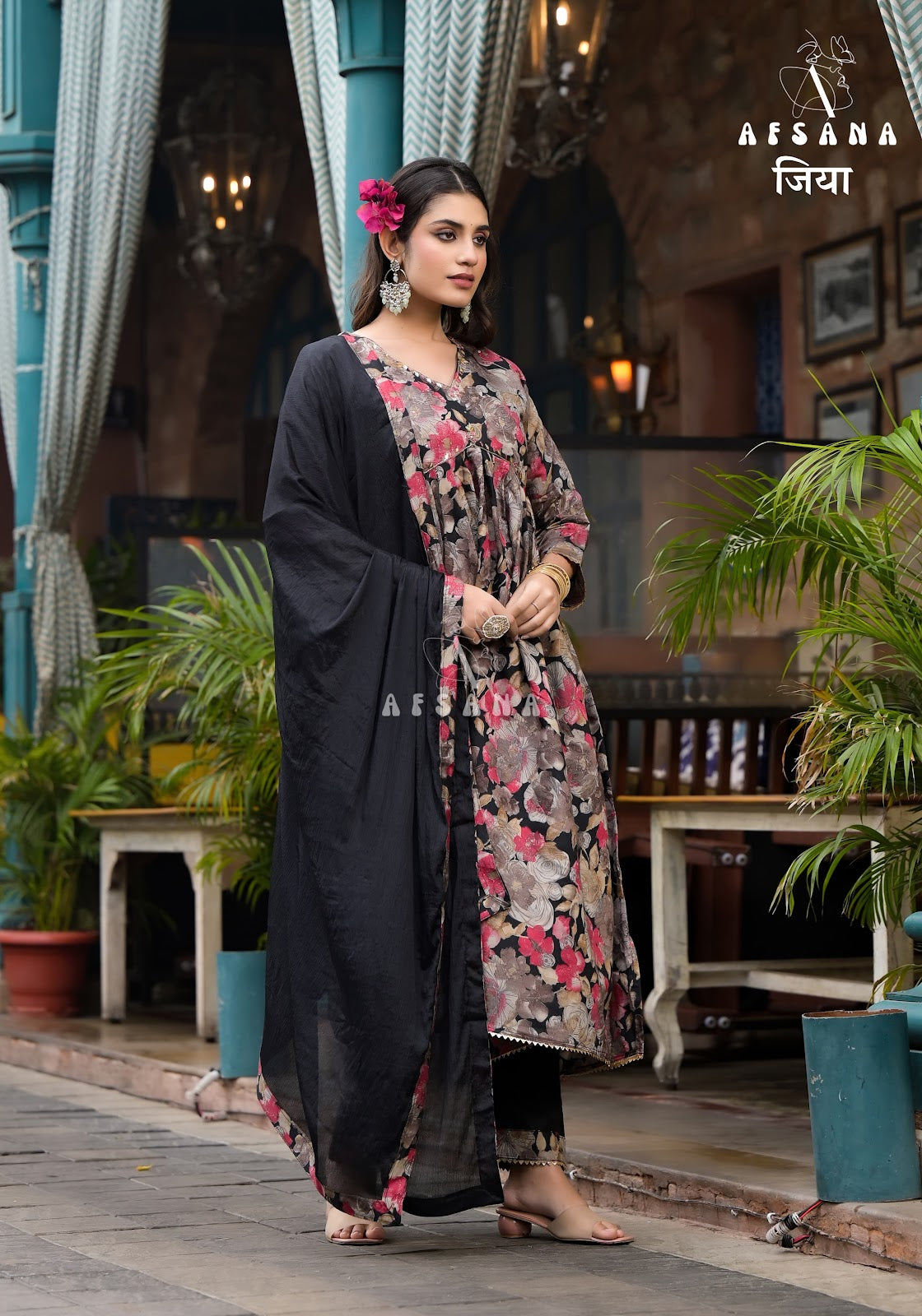 Jiya Afsana Muslin Readymade Pant Style Suits