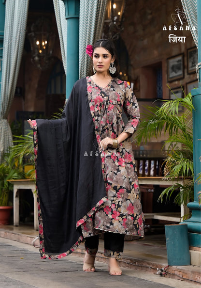 Jiya Afsana Muslin Readymade Pant Style Suits