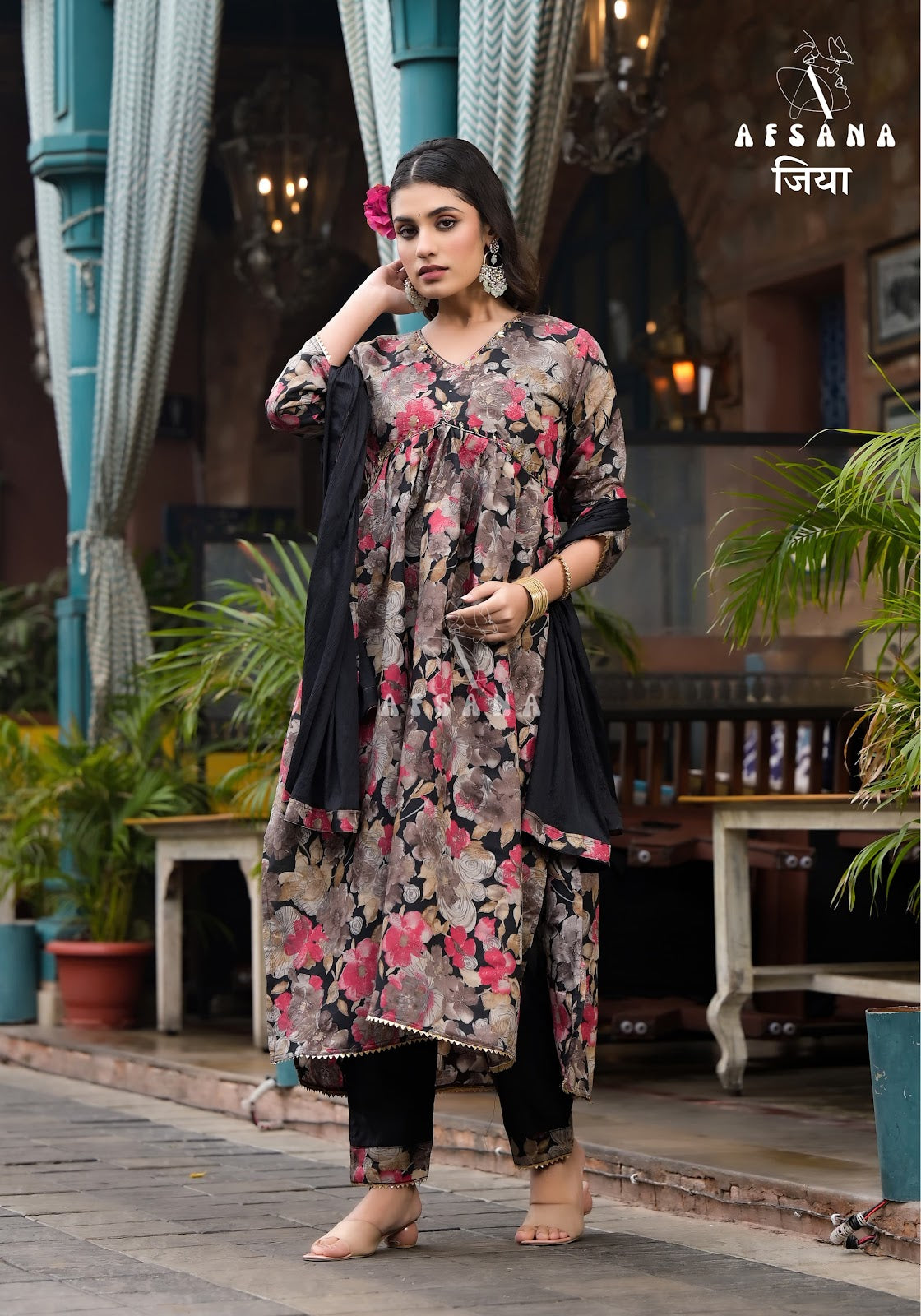 Jiya Afsana Muslin Readymade Pant Style Suits