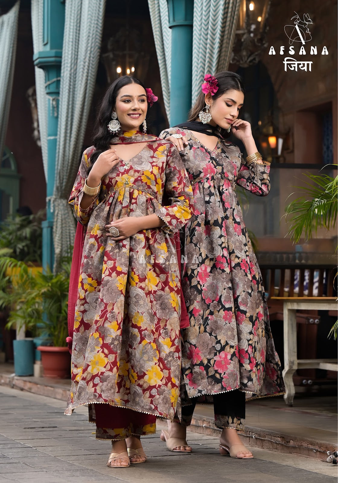 Jiya Afsana Muslin Readymade Pant Style Suits