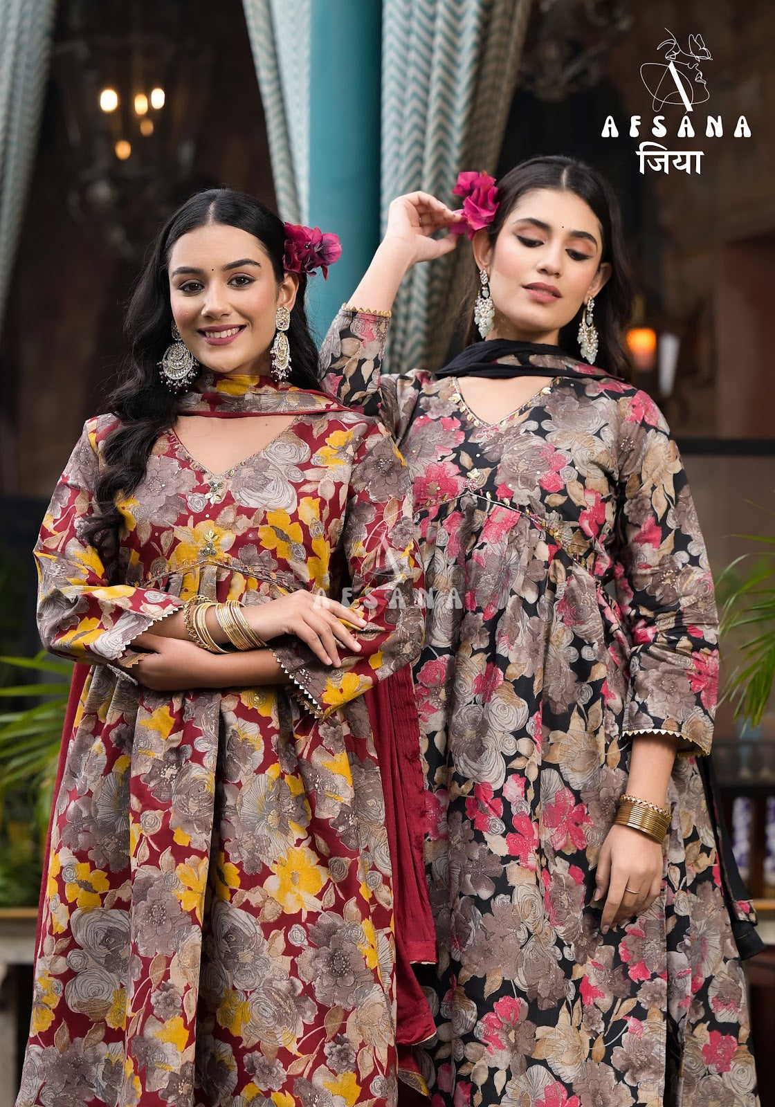 Jiya Afsana Muslin Readymade Pant Style Suits