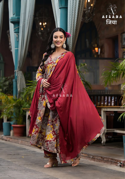 Jiya Afsana Muslin Readymade Pant Style Suits
