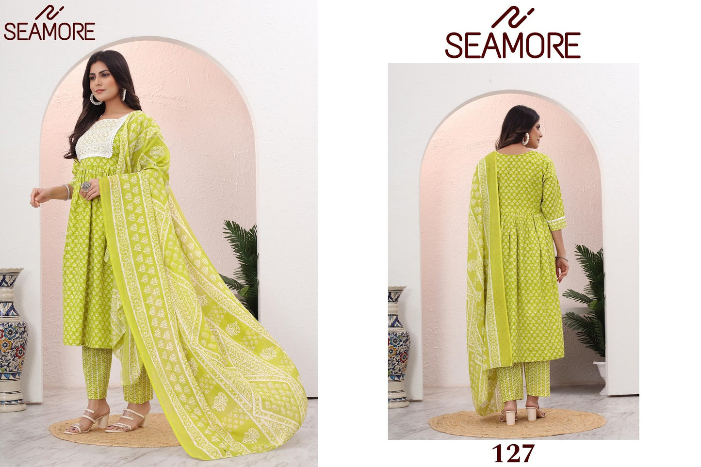 Jogeshwari Seamore Cotton Readymade Pant Style Suits