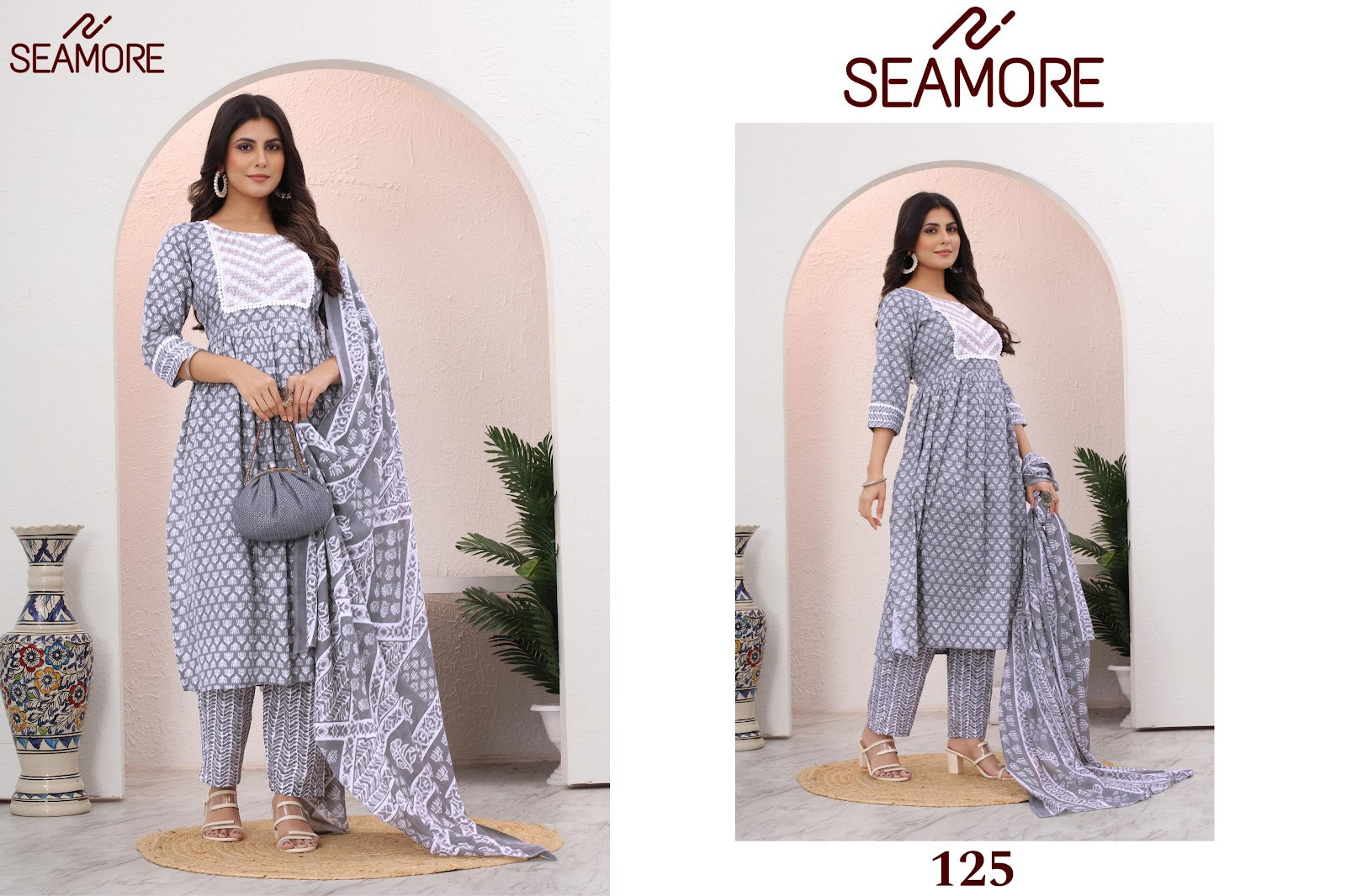 Jogeshwari Seamore Cotton Readymade Pant Style Suits
