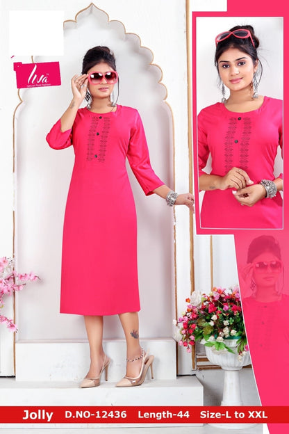 Jolly Zoya Rayon Knee Length Kurtis