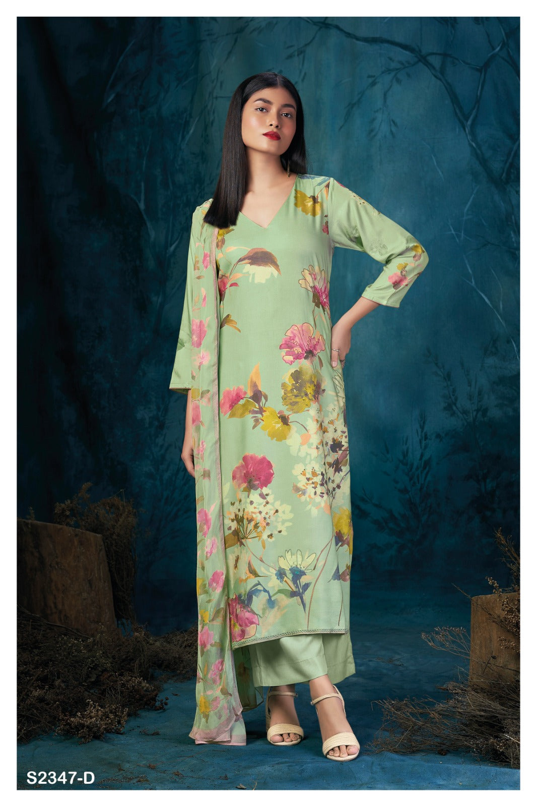 Jordana 2347 Ganga Bemberg Silk Plazzo Style Suits