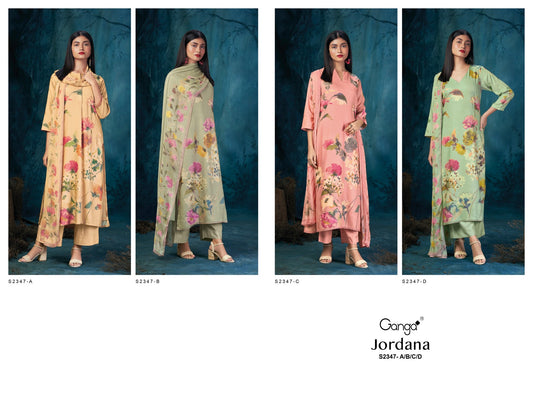 Jordana 2347 Ganga Bemberg Silk Plazzo Style Suits