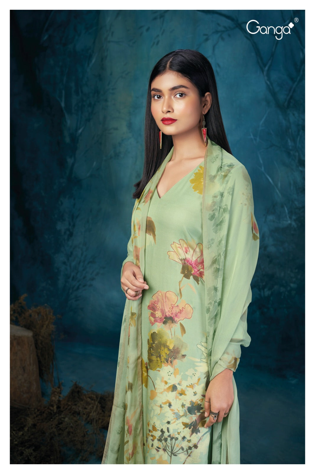 Jordana 2347 Ganga Bemberg Silk Plazzo Style Suits