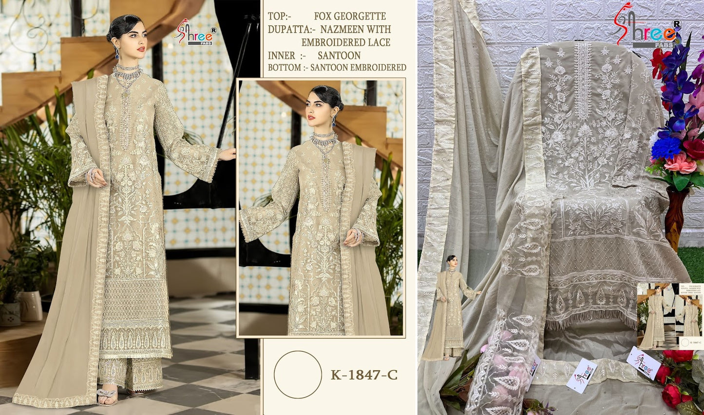 K-1847 Shree Fabs Georgette Pakistani Salwar Suits