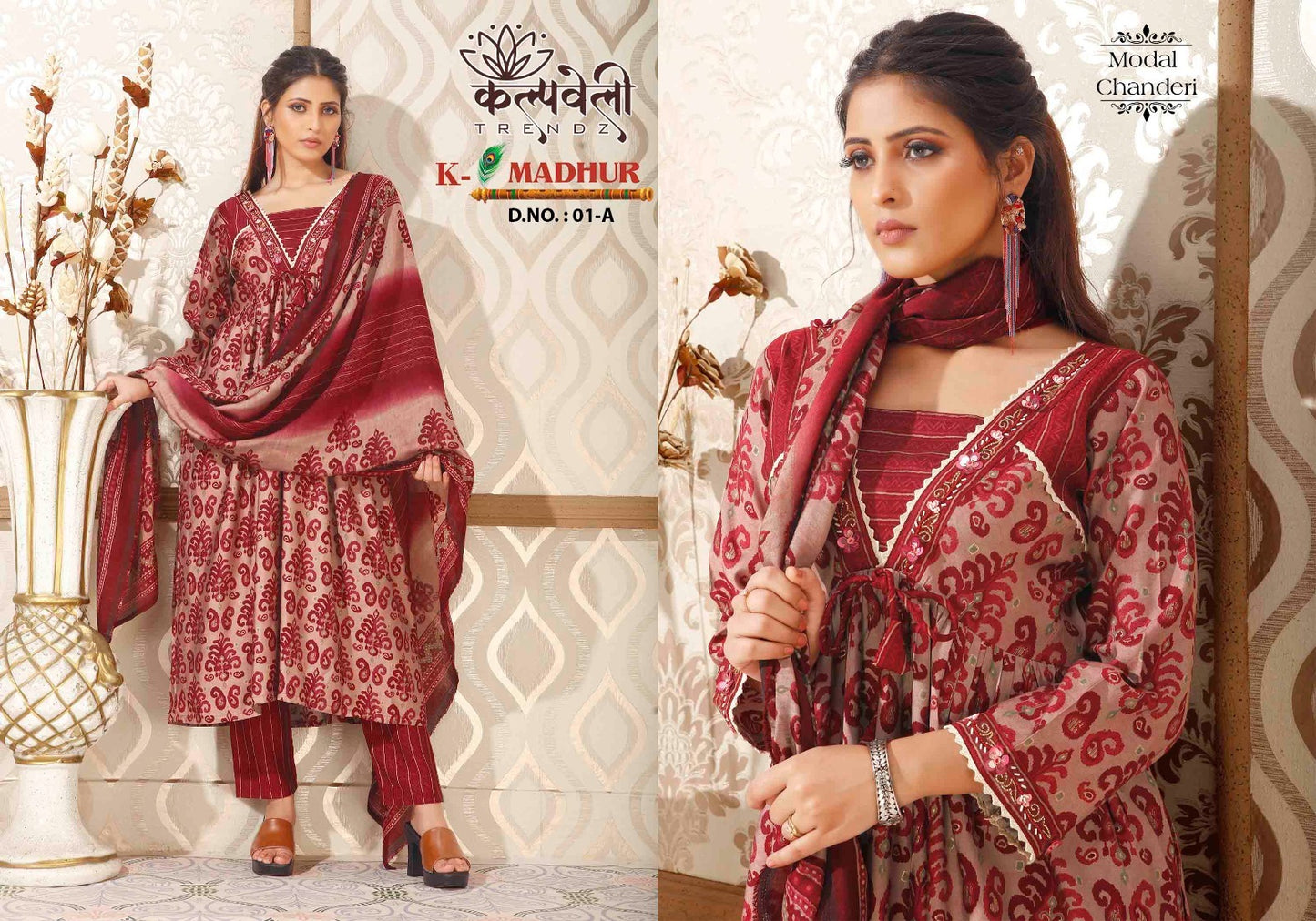 K-Madhur-1 Kalpveli Modal Chanderi Readymade Pant Style Suits