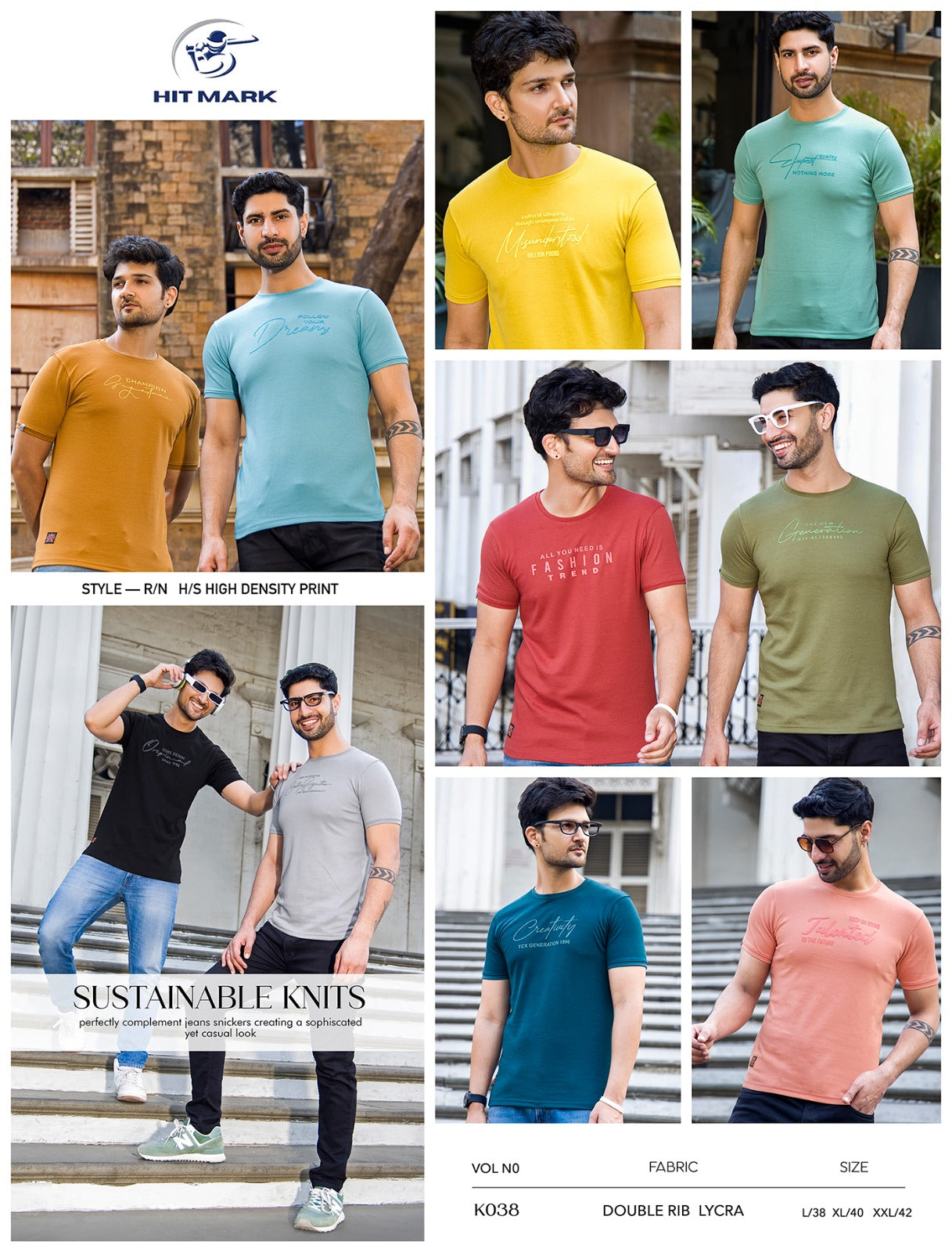 K038 Hit Mark Lycra Rib Mens Tshirts