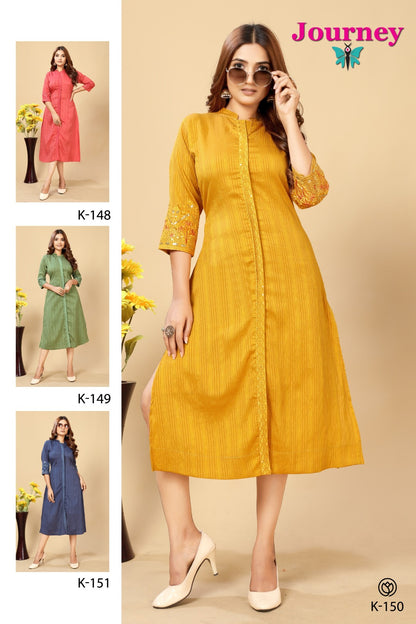 K 148 To 151 Journey Design Long Straight Kurti