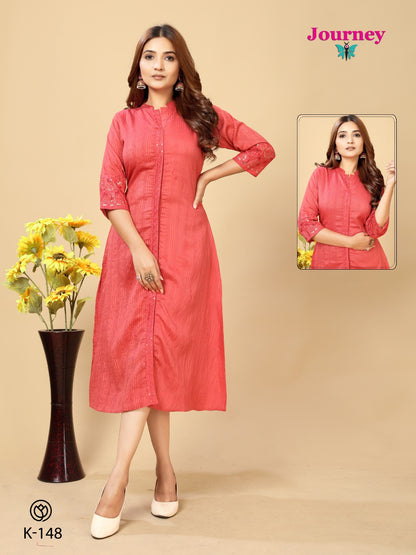 K 148 To 151 Journey Design Long Straight Kurti