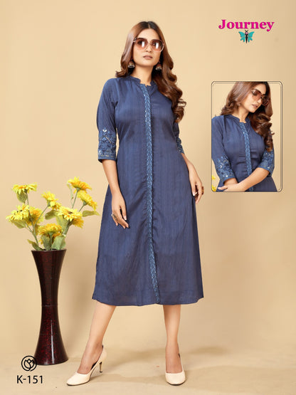 K 148 To 151 Journey Design Long Straight Kurti