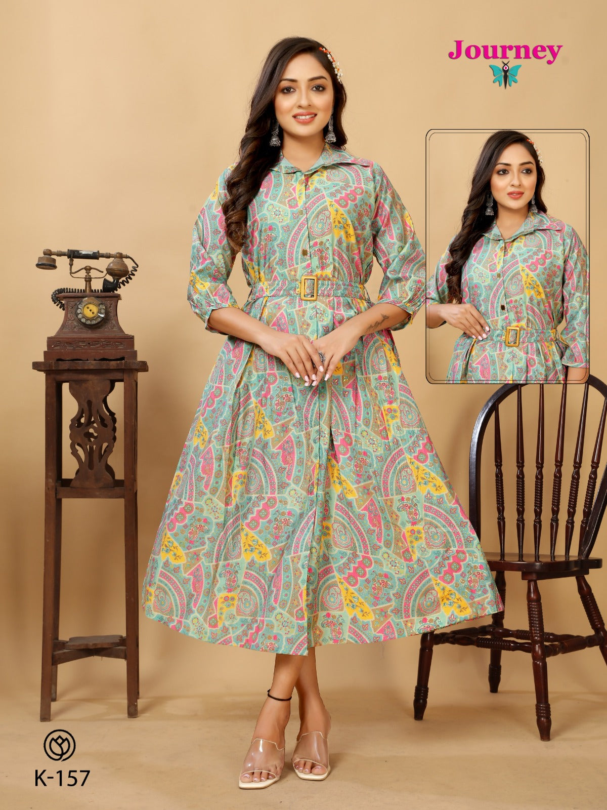 K 156-157 Journey Design Chanderi One Piece