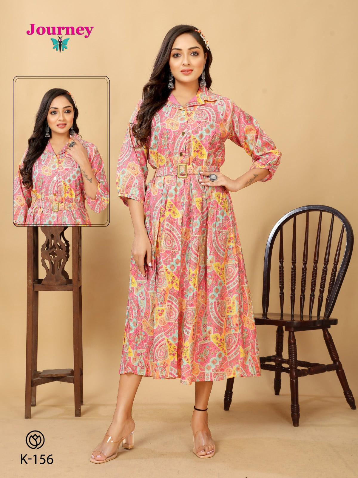 K 156-157 Journey Design Chanderi One Piece