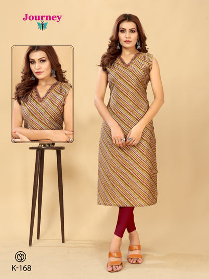K 168-169 Journey Design Chanderi Long Straight Kurti