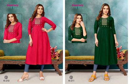 K 210-211 Journey Design Roman Silk Anarkali Kurtis