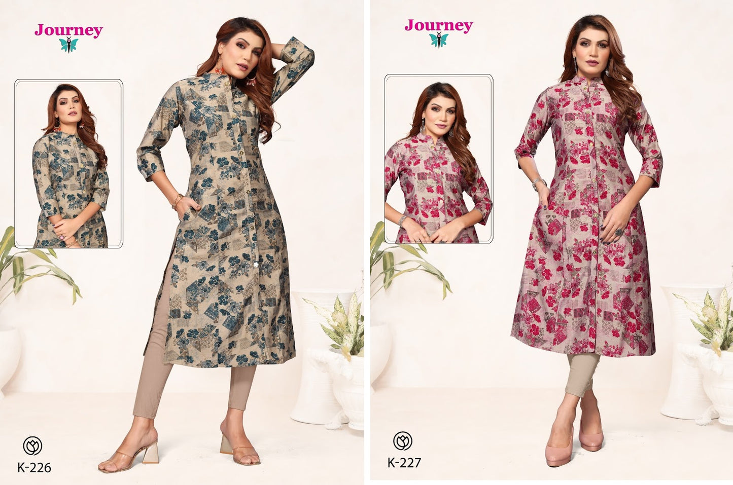 K 226-227 Journey Design Modal Straight Cut Kurtis