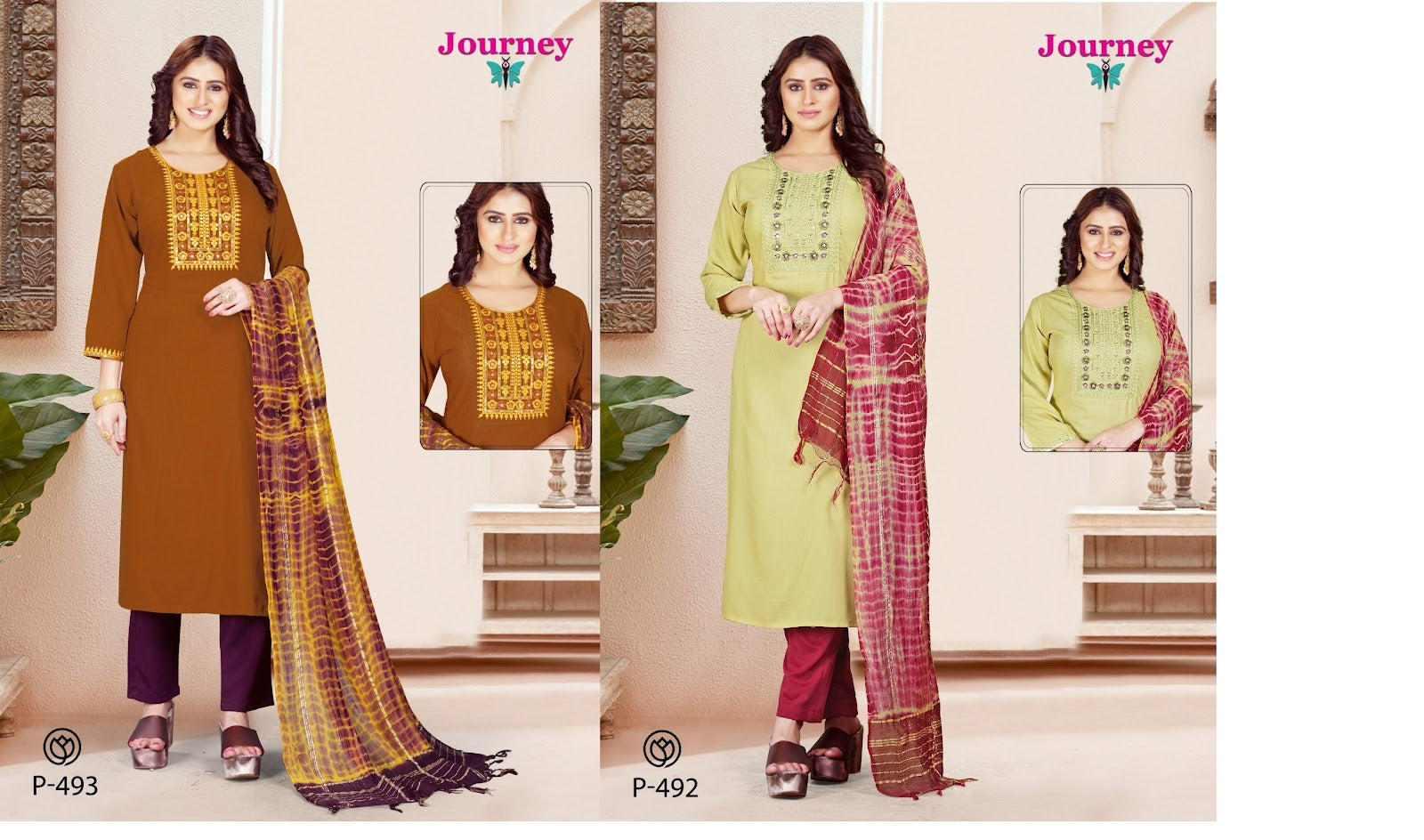 K 492 To 493 Journey Design Timbarland Readymade Pant Style Suits