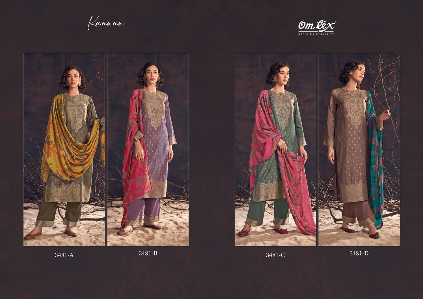 Kaanan Omtex Muslin Jacquard Pant Style Suits