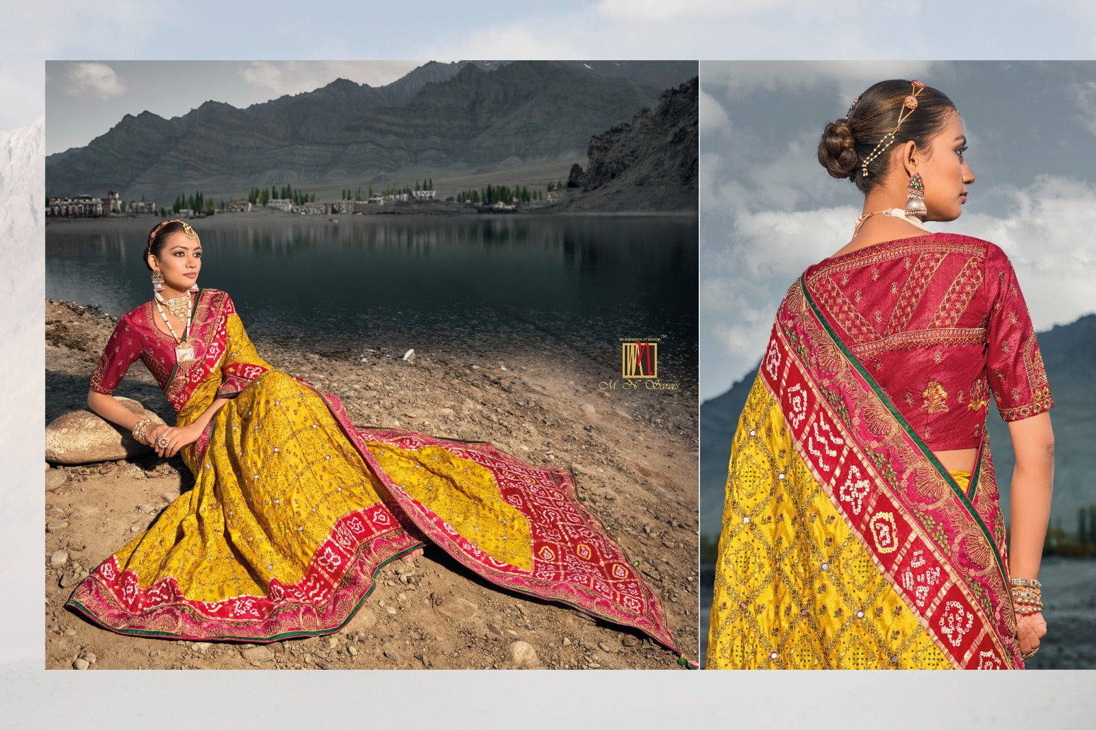 Kacchi Bandhej -7300 Mn Satin Sarees