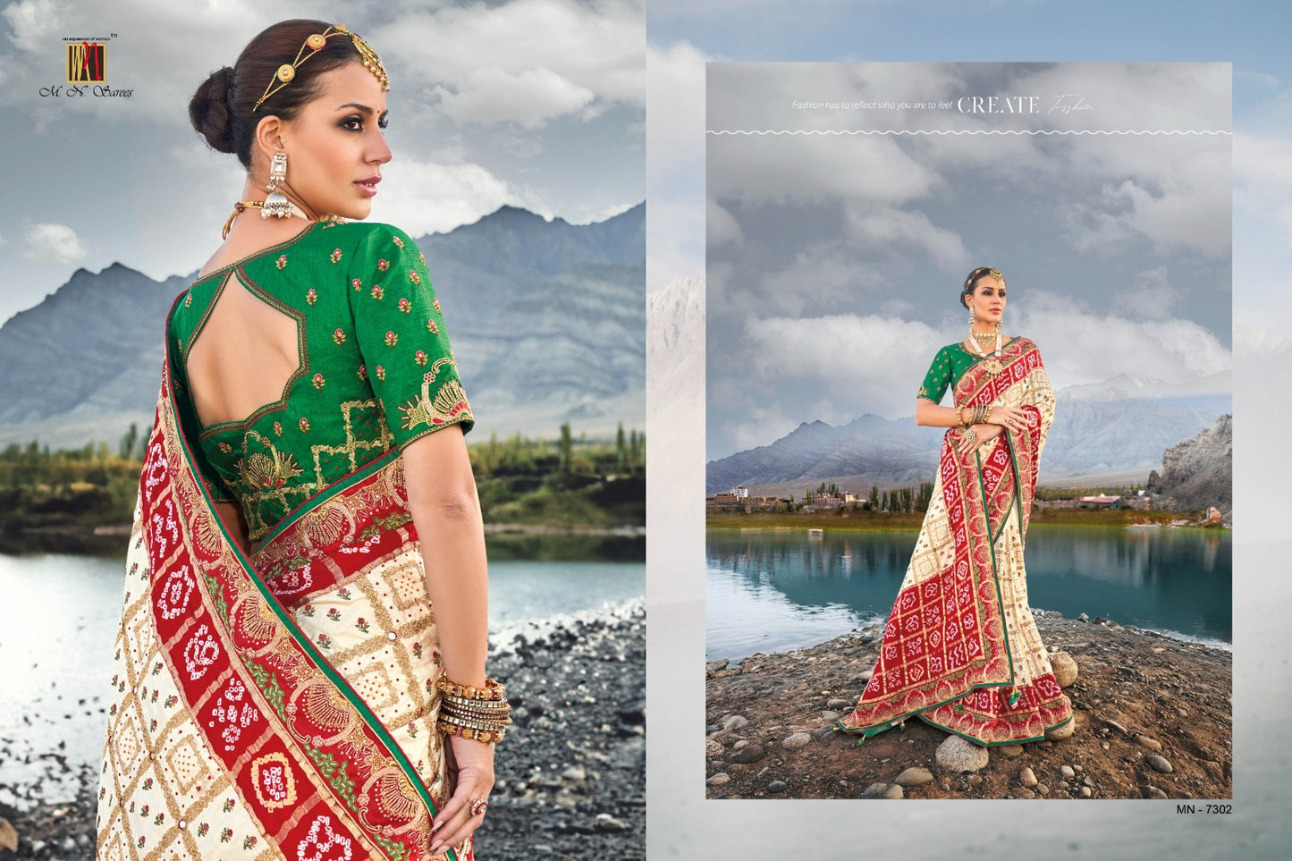 Kacchi Bandhej -7300 Mn Satin Sarees