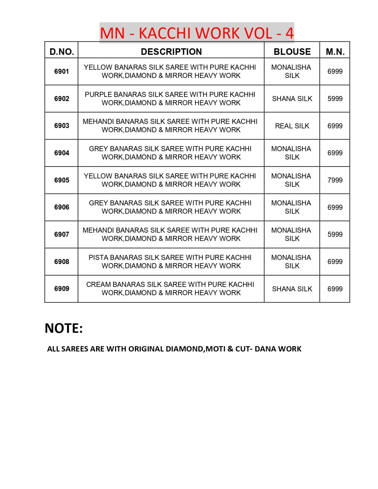 Kacchi Work Vol 4 Mn Sarees