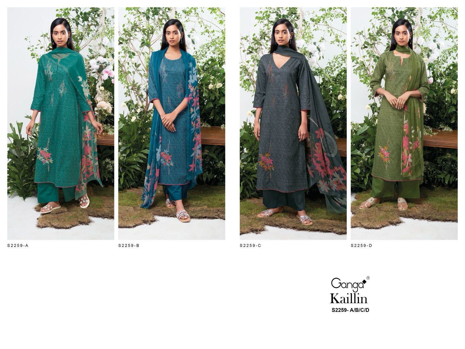 Kaillin-2259 Ganga Premium Cotton Plazzo Style Suits