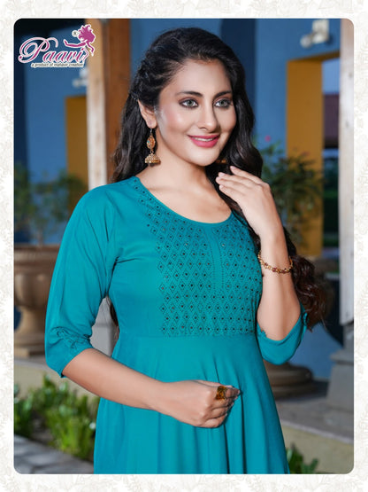 Kajal Paavi Rayon Anarkali Kurtis
