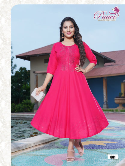 Kajal Paavi Rayon Anarkali Kurtis
