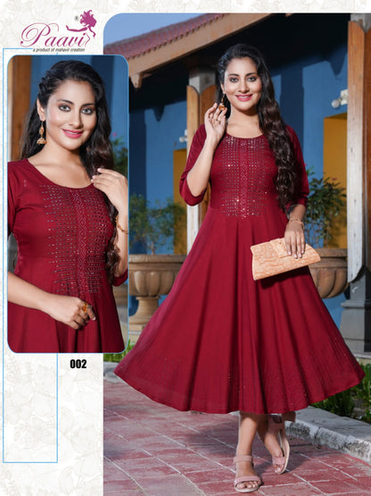 Kajal Paavi Rayon Anarkali Kurtis