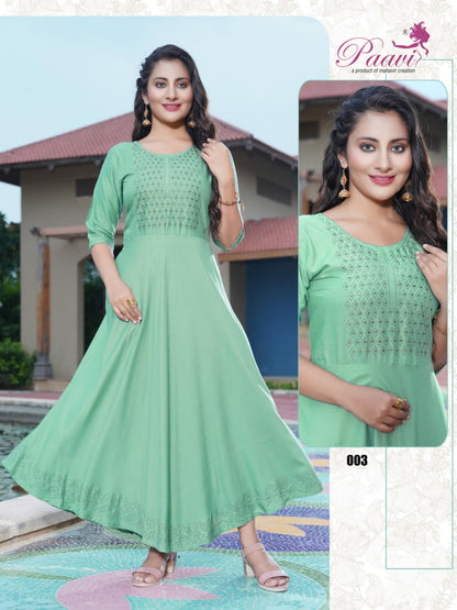 Kajal Paavi Rayon Anarkali Kurtis