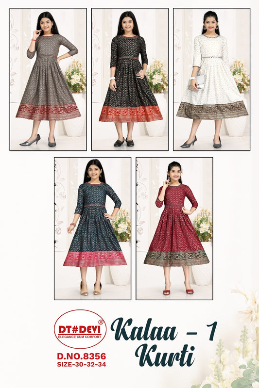 Kalaa-1-8356 Dt Devi Reyon Girls Anarkali Kurti