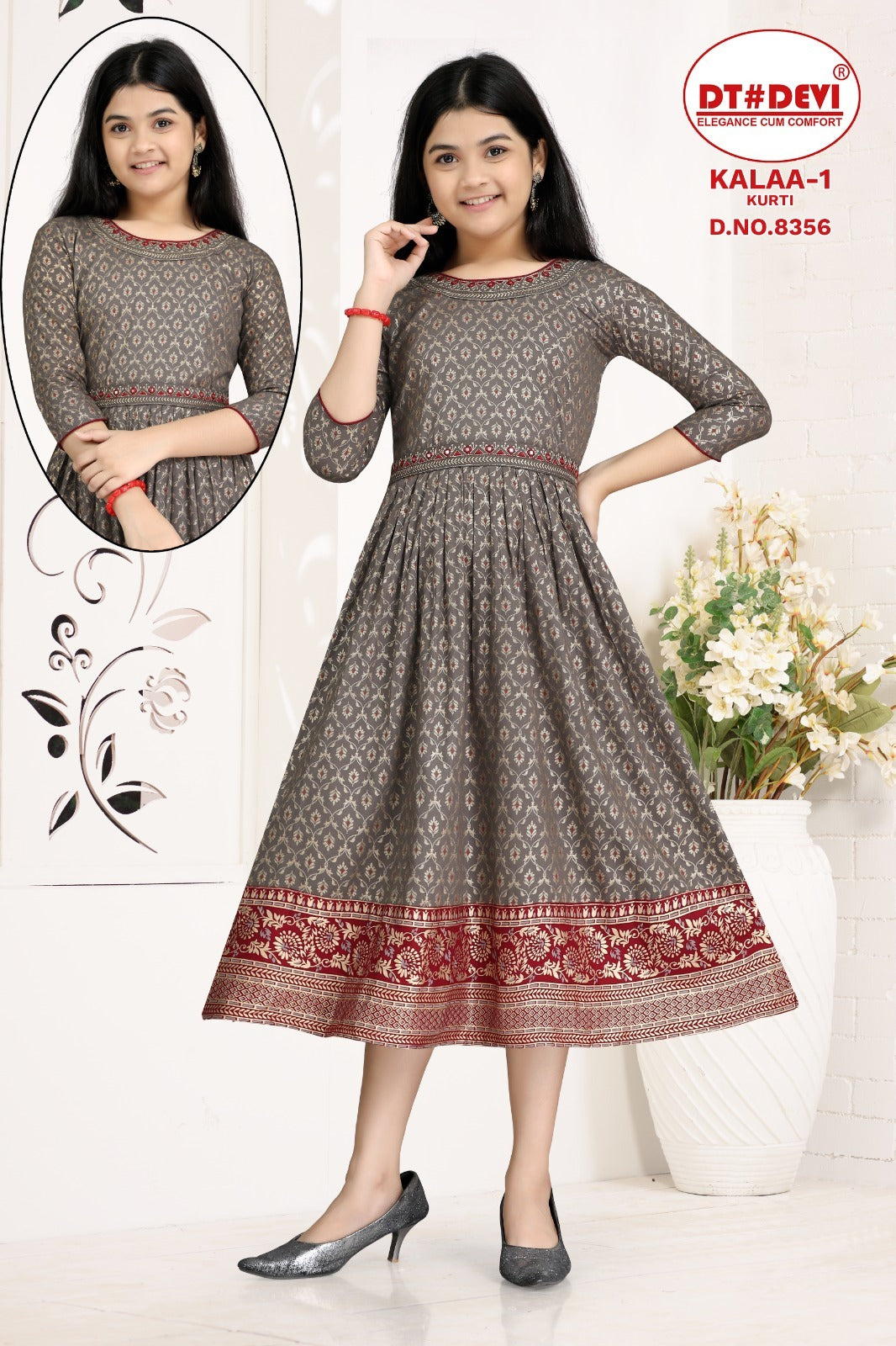 Kalaa-1-8356 Dt Devi Reyon Girls Anarkali Kurti