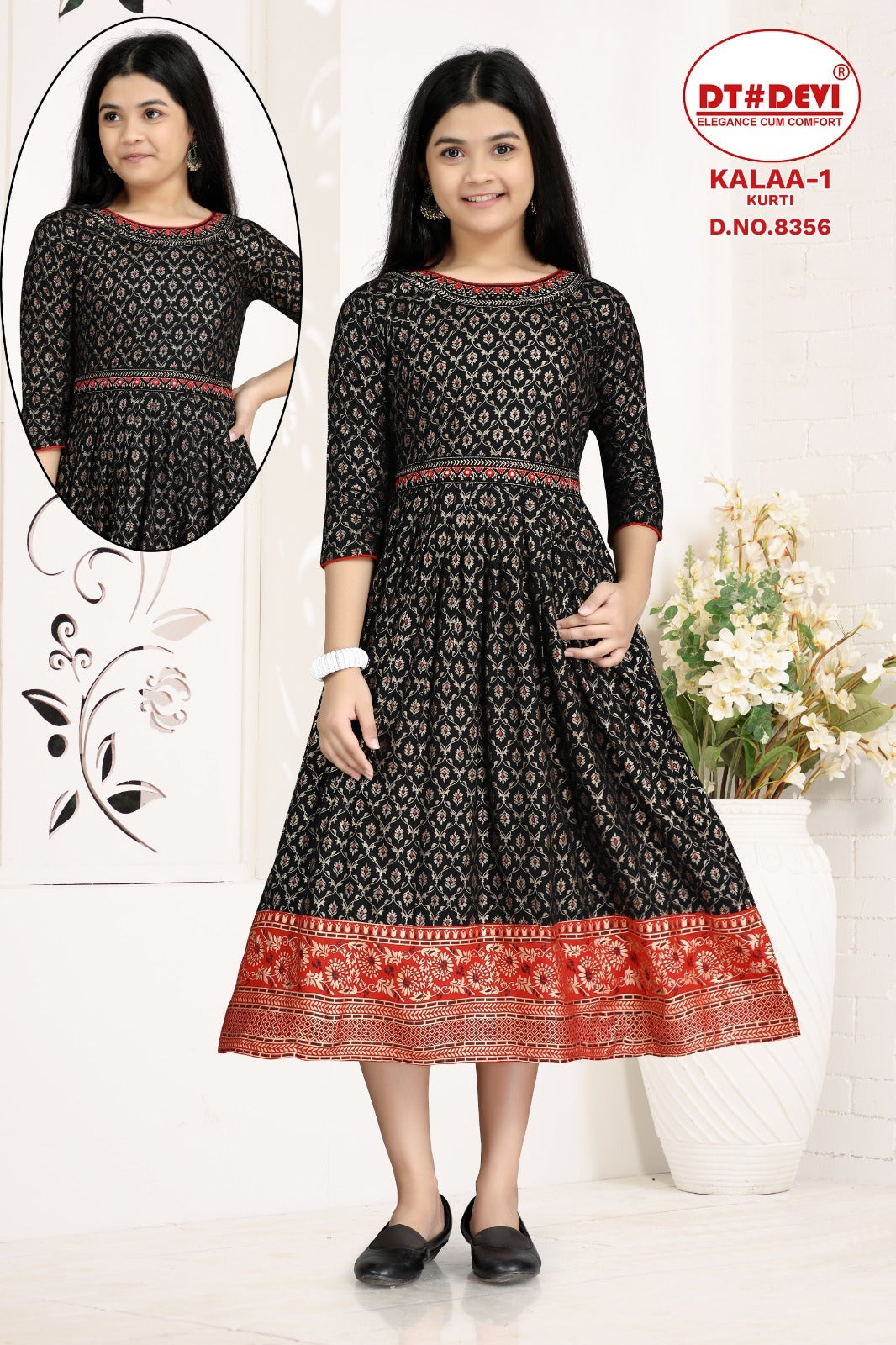 Kalaa-1-8356 Dt Devi Reyon Girls Anarkali Kurti