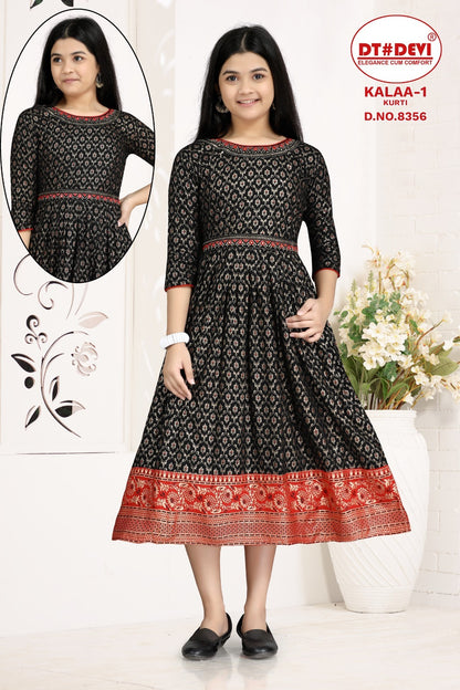 Kalaa-1-8356 Dt Devi Reyon Girls Anarkali Kurti