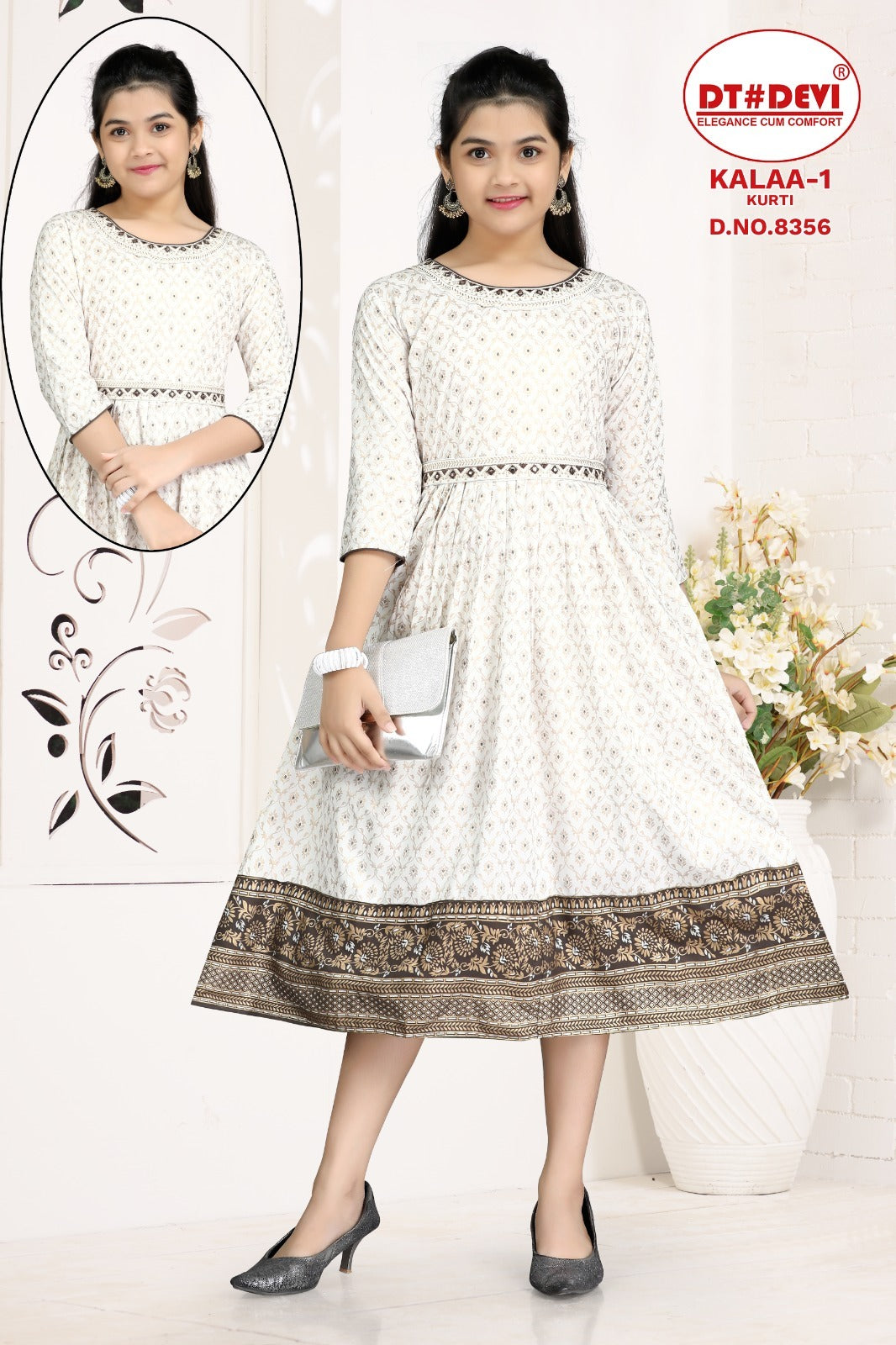 Kalaa-1-8356 Dt Devi Reyon Girls Anarkali Kurti